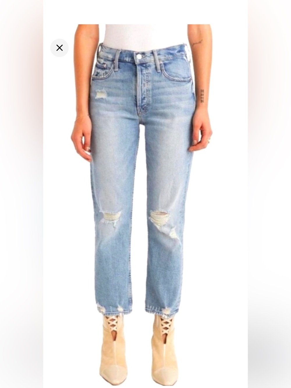 MOTHER Light Blue Distressed Boyfriend Jeans